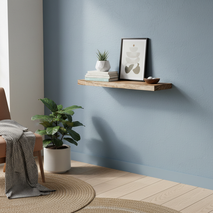 Etagere bois marron décoration épurée design flottant ambiance moderne