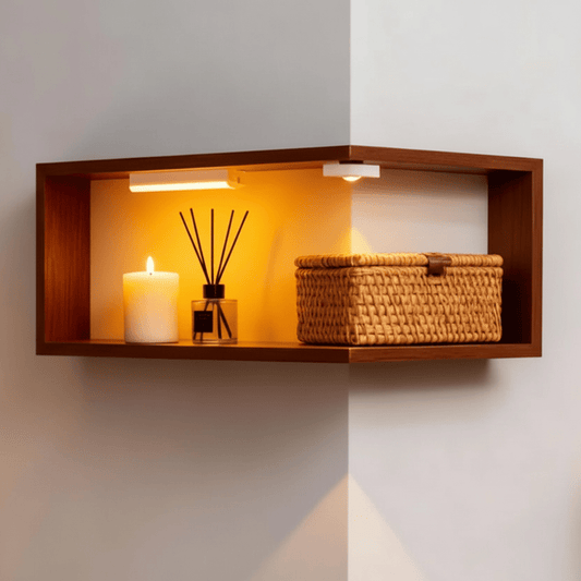 Etagere d angle murale bois bambou naturel finition rustique moderne grain texture construction qualité durable