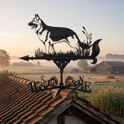 Animal Girouette Berger Allemand Fer Forgé | Le Gardien Noble de Votre Maison 80cm