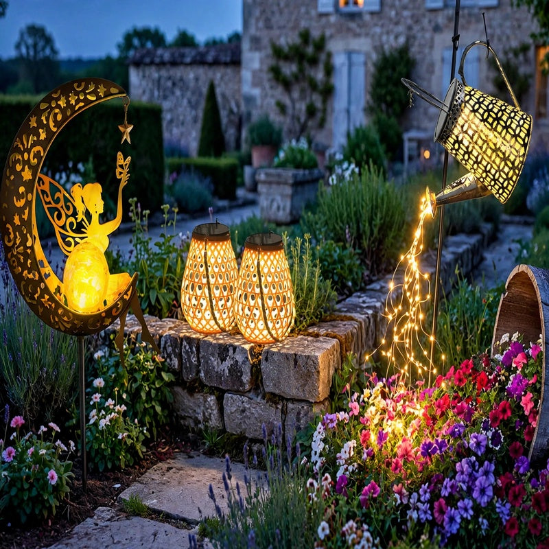 Pack cadeau jardin élégance — éclairage solaire design haut de gamme terrasse jardin