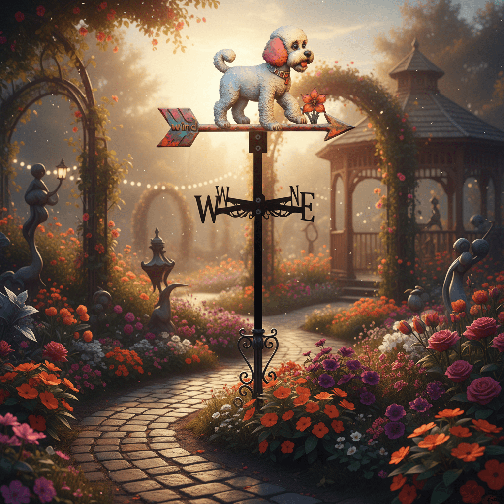 Girouette animal caniche atmosphère chaleureuse jardin - ornement canin raffiné extérieur