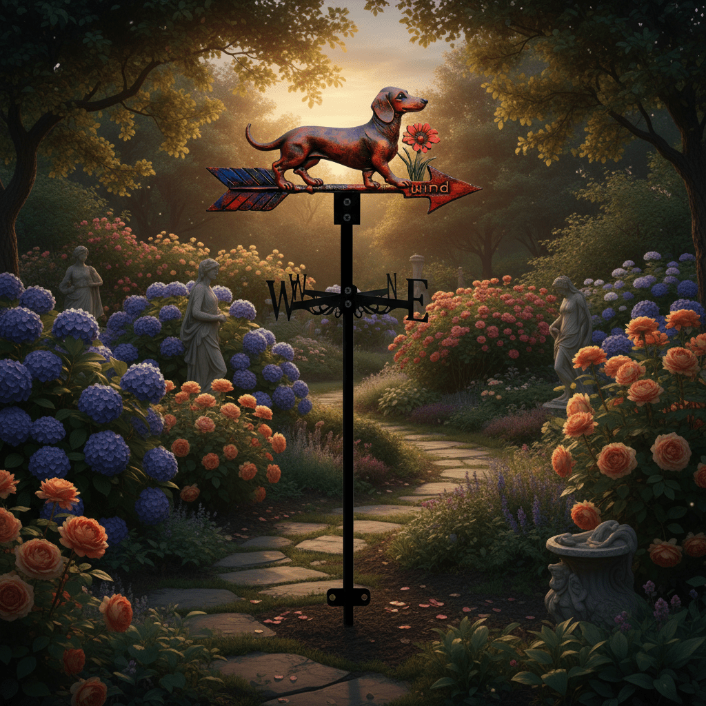 Girouette animal teckel atmosphère chaleureuse jardin - ornement canin distinctif extérieur