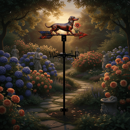 Girouette animal teckel atmosphère chaleureuse jardin - ornement canin distinctif extérieur