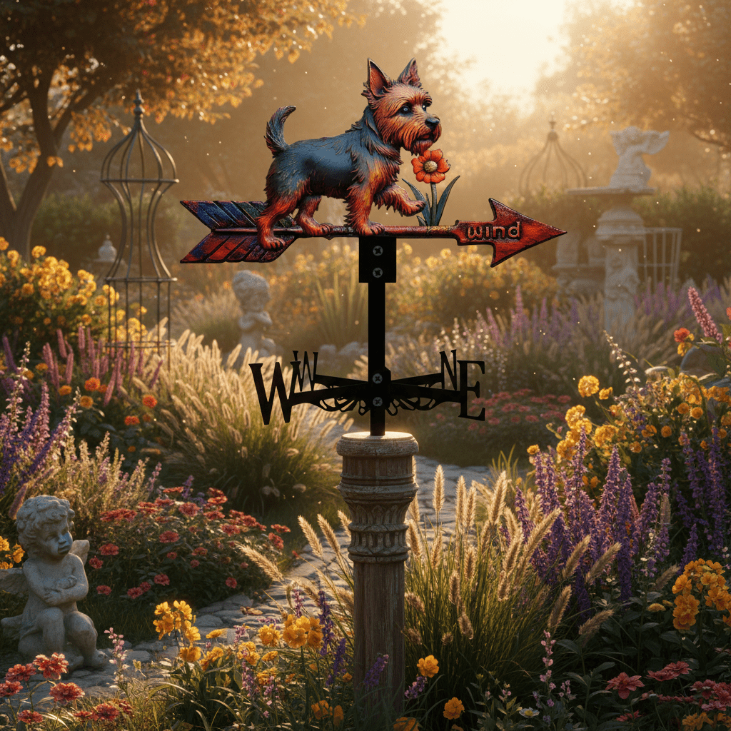 Girouette animal Yorkshire atmosphère chaleureuse jardin - ornement canin extérieur décoratif