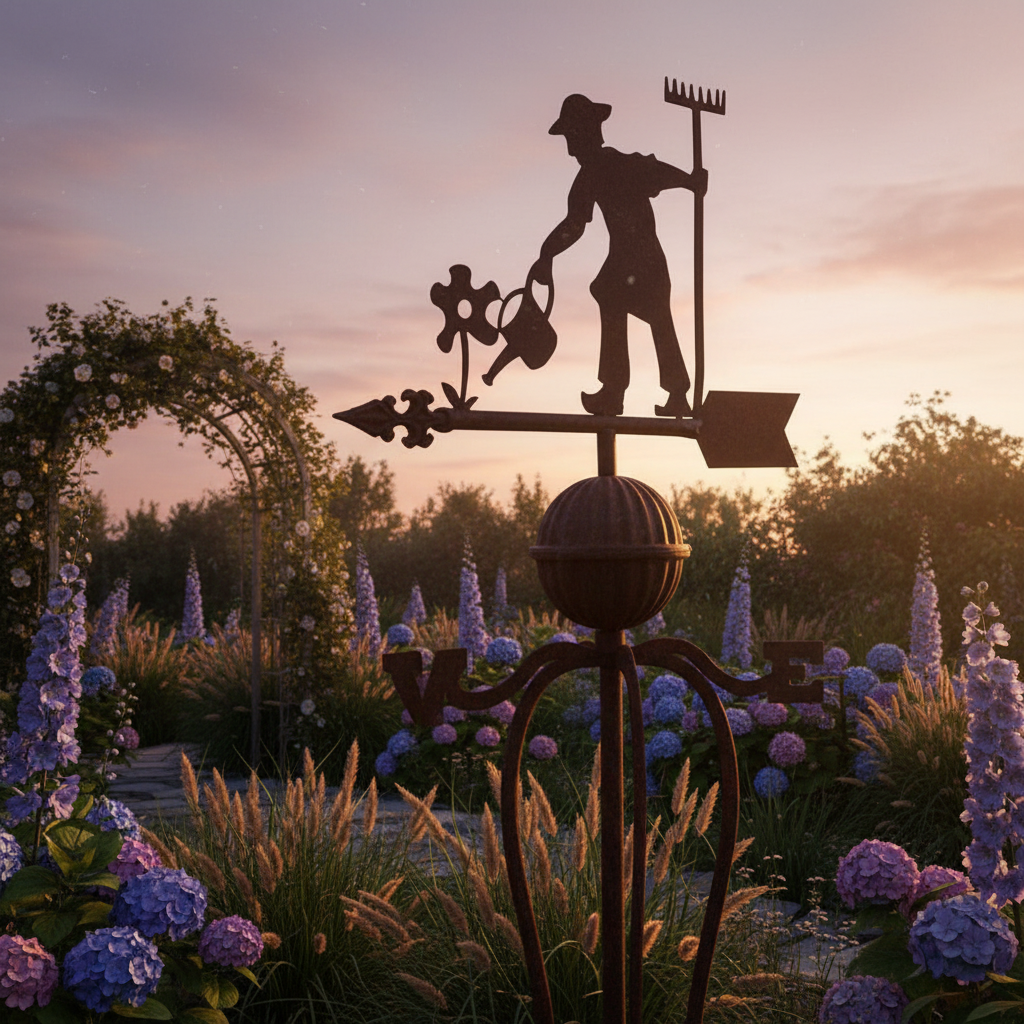 Girouette de jardin originale agriculteurs atmosphère chaleureuse - ornement agricole authentique extérieur