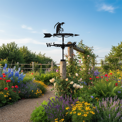 Girouette de jardin originale paysan métal 50cm silhouette champêtre montée jardin