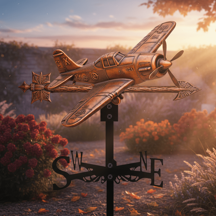 Girouette original avion atmosphère chaleureuse - ornement aéronautique extérieur décoratif