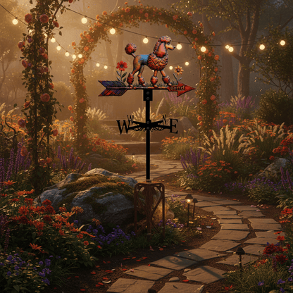 Girouette original caniche atmosphère chaleureuse jardin - ornement raffiné extérieur décoratif