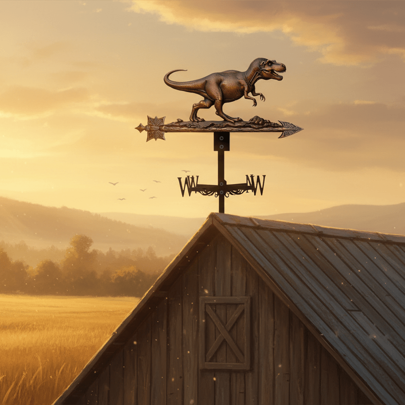 Girouette original dinosaure atmosphère chaleureuse - ornement paléontologique extérieur décoratif