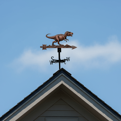 Girouette original dinosaure installée sur toiture maison - ornement préhistorique extérieur 1,5kg
