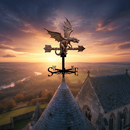 Girouette original dragon silhouette atmosphérique - créature mythique ornement toiture