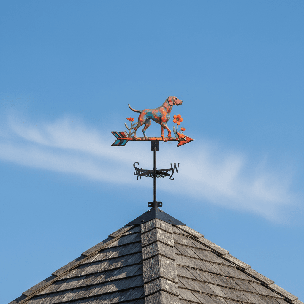 Girouette original labrador installée sur toiture poteau - ornement chien fidèle jardin 1,5kg