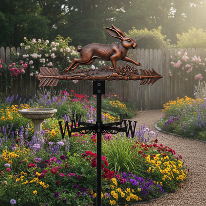 Girouette original lapin métal 45,7cm montée jardin avec finition vintage champêtre