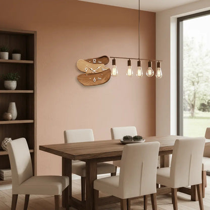 Grande horloge murale bois kaki 30x25cm salle à manger décoration chaleureuse