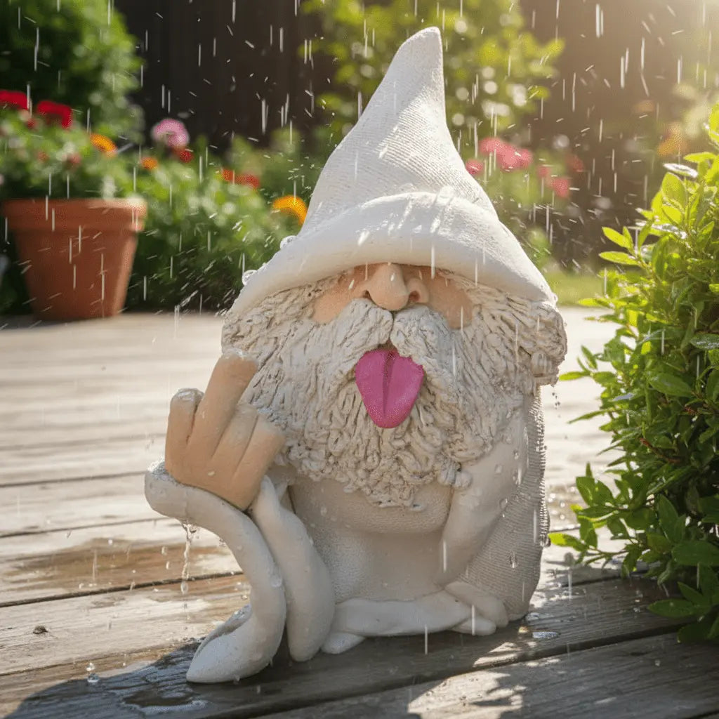 Nain de jardin doigt d'honneur résistant intempéries résine durable extérieur