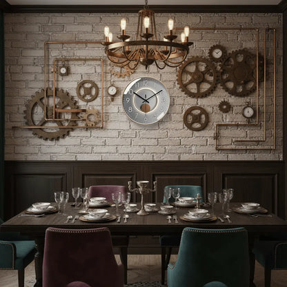 Horloge murale design luxe antique or salle à manger vintage rustique steampunk