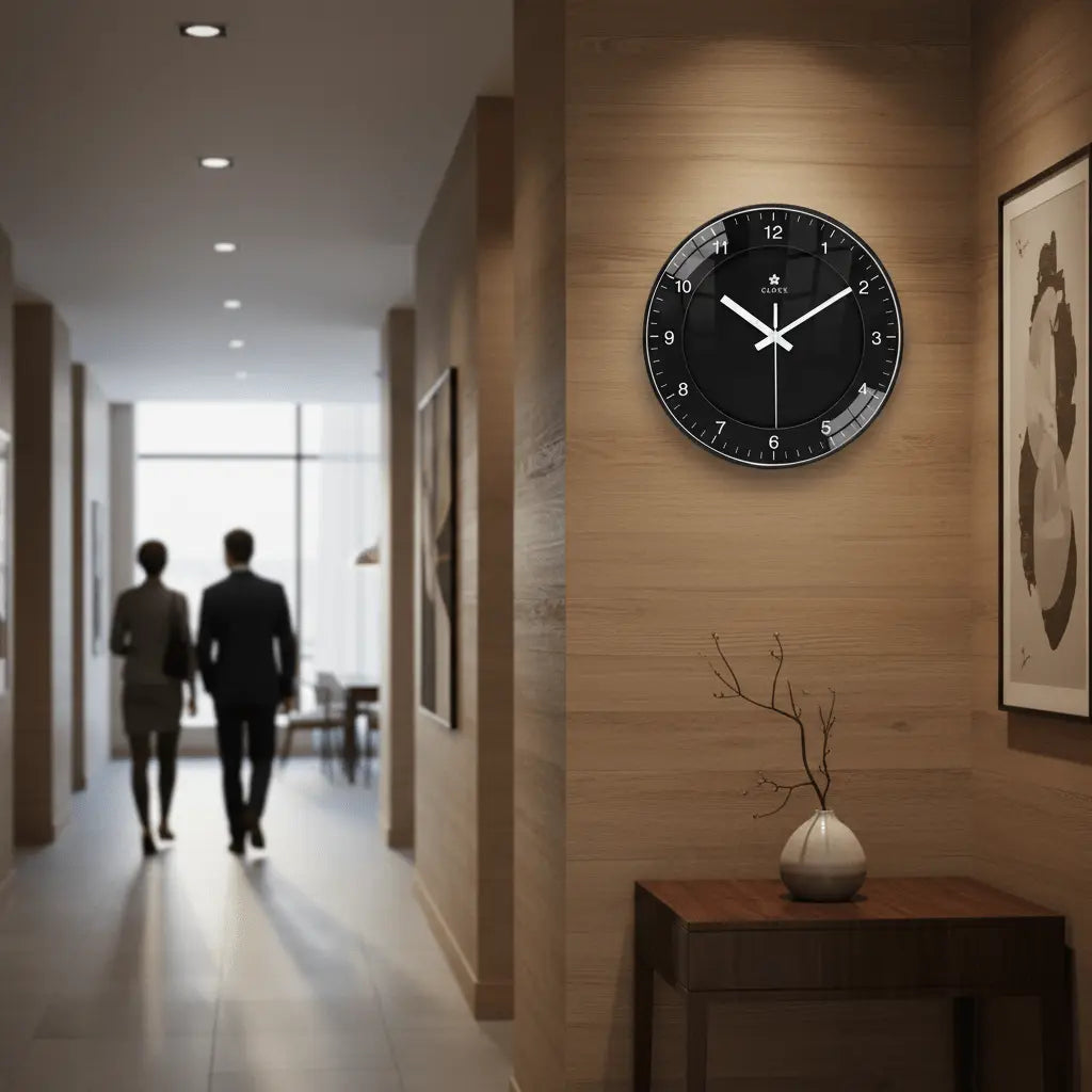 Horloge noire murale verre 12 pouces café restaurant hôtel décoration professionnelle