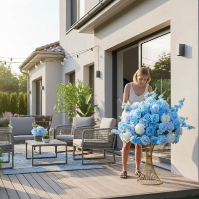 Plante Artificielle Exterieur 30 - 80cm - Traitement Anti - UV Professionnel | Roses Réalistes - Mafrenesiedecoration