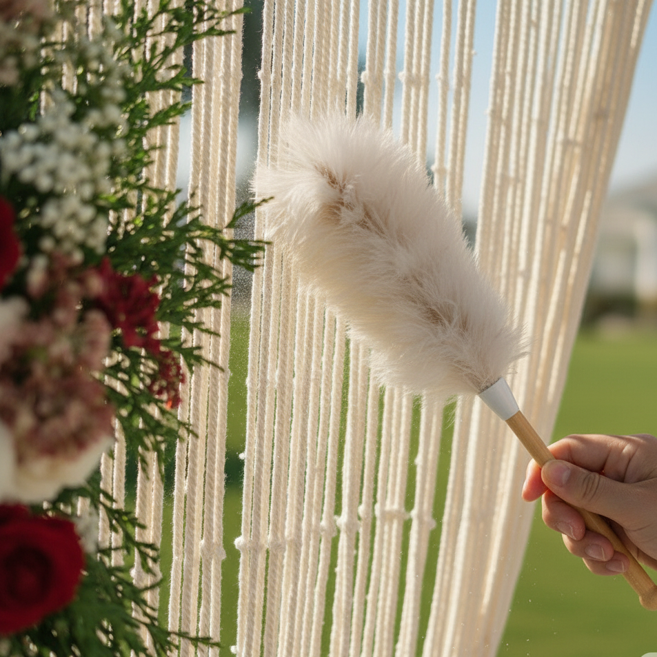 Entretien simple macramé rideau dépoussiérage coton - maintenance facile pratique