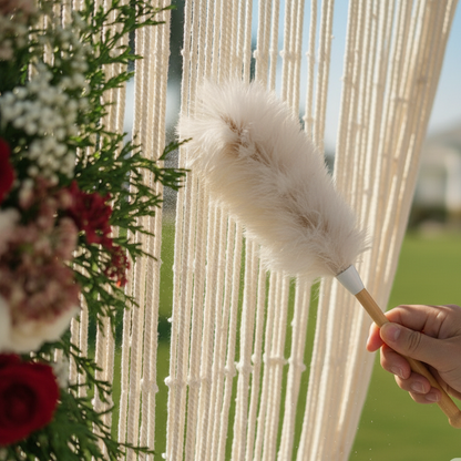 Entretien simple macramé rideau dépoussiérage coton - maintenance facile pratique