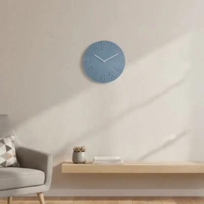 Horloge murale ronde 30cm bleu silencieuse balayage accent coloriel contemporain