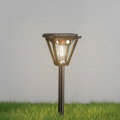 Lampe solaire haut de gamme sur piquet de gazon — détecteur 180°, résistante à la pluie IP65