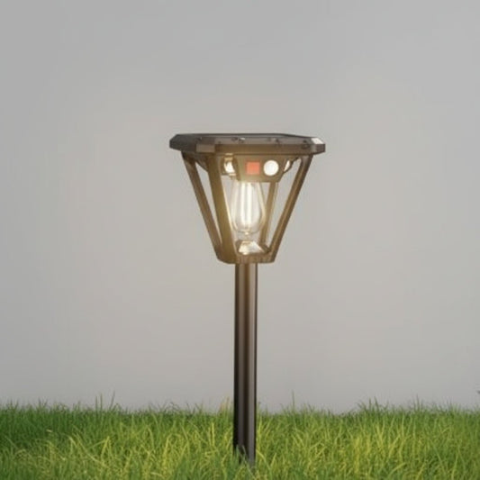 Lampe solaire haut de gamme sur piquet de gazon — détecteur 180°, résistante à la pluie IP65