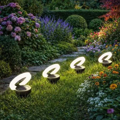Lampe solaire haut de gamme pour jardin Mafrenesiedecoration, encastrée, LED 360°, IP65, lot de 4 pour balcon et extérieur.