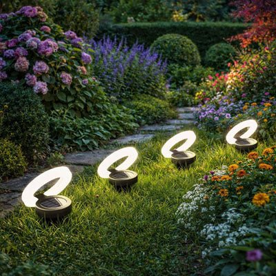 Lampe solaire haut de gamme pour jardin Mafrenesiedecoration, encastrée, LED 360°, IP65, lot de 4 pour balcon et extérieur.