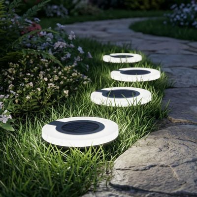 Lampe solaire jardin haut de gamme Mafrenesiedecoration, encastrée, LED 360°, IP65 pour balcon, lot de 4, éclairage extérieur élégant