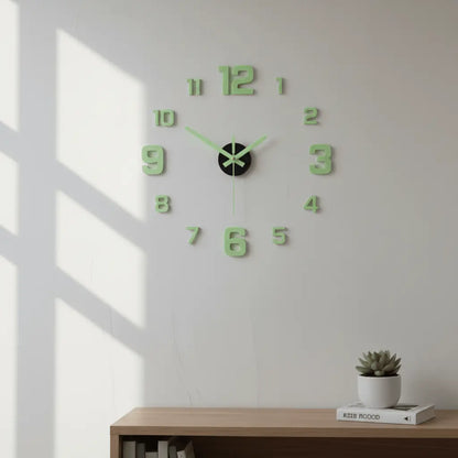Horloge murale numérique phosphorescente avant après jour nuit lueur verte