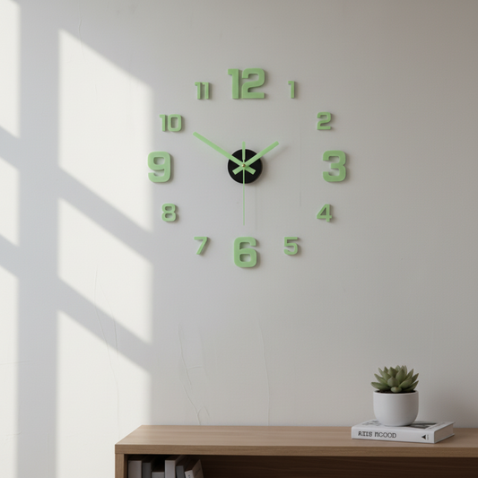 Horloge murale numérique phosphorescente avant après jour nuit lueur verte
