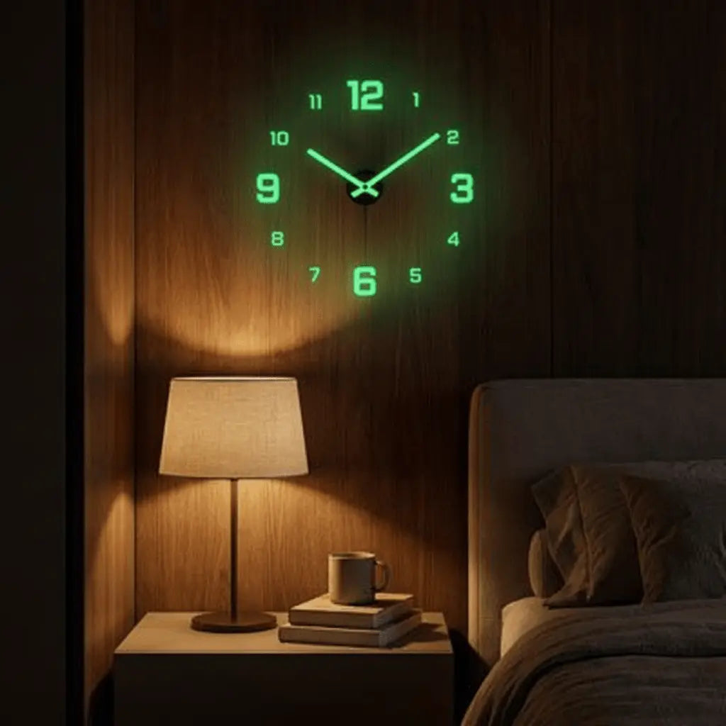 Horloge murale numérique phosphorescente chiffres lumineux verts chambre nuit apaisante