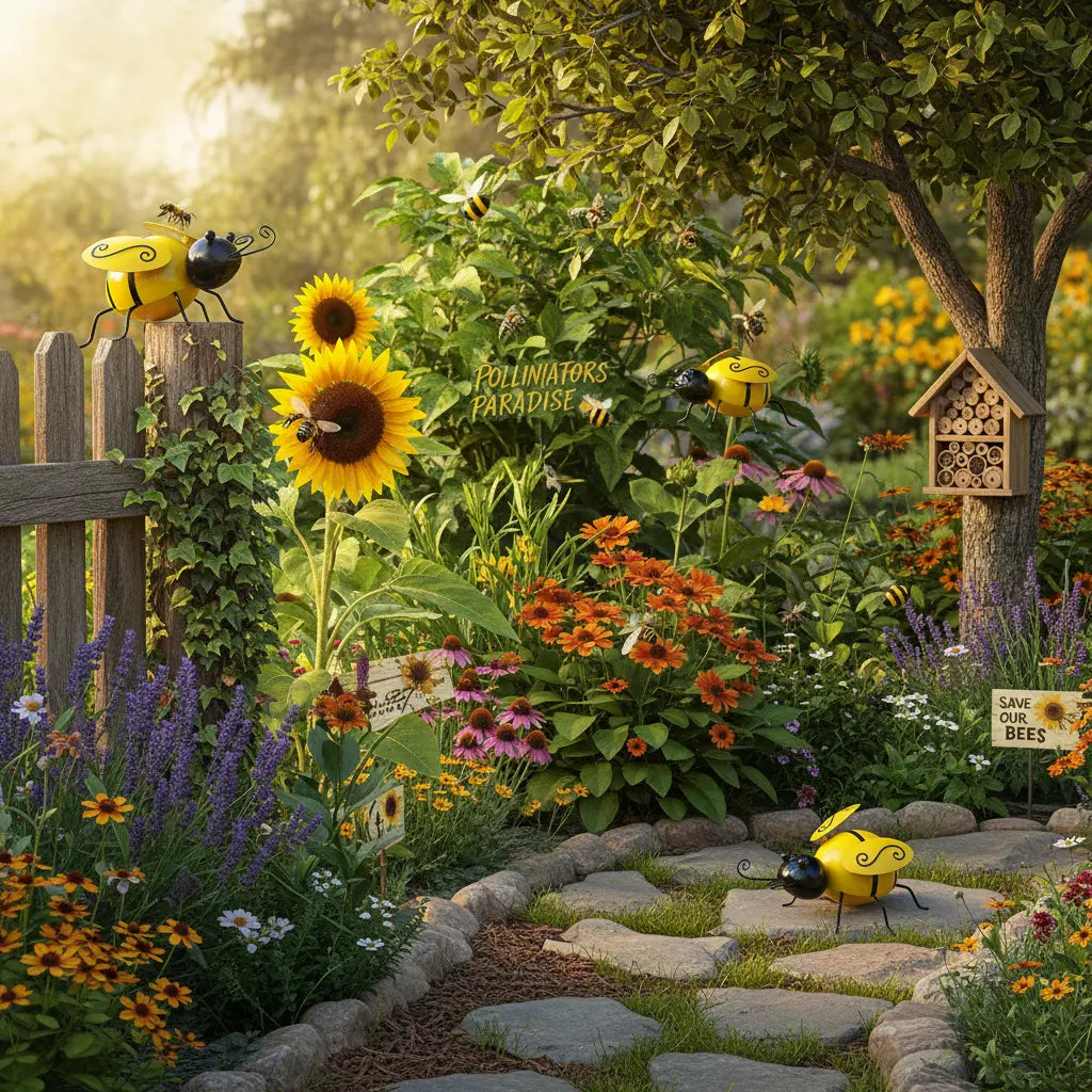 Décoration de jardin abeilles atmosphère nature biodiversité pollinisateurs écologique