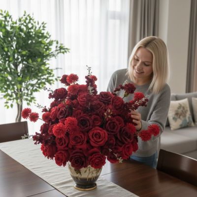 Plante Artificielle Exterieur 30 - 80cm - Traitement Anti - UV Professionnel | Roses Réalistes - Mafrenesiedecoration