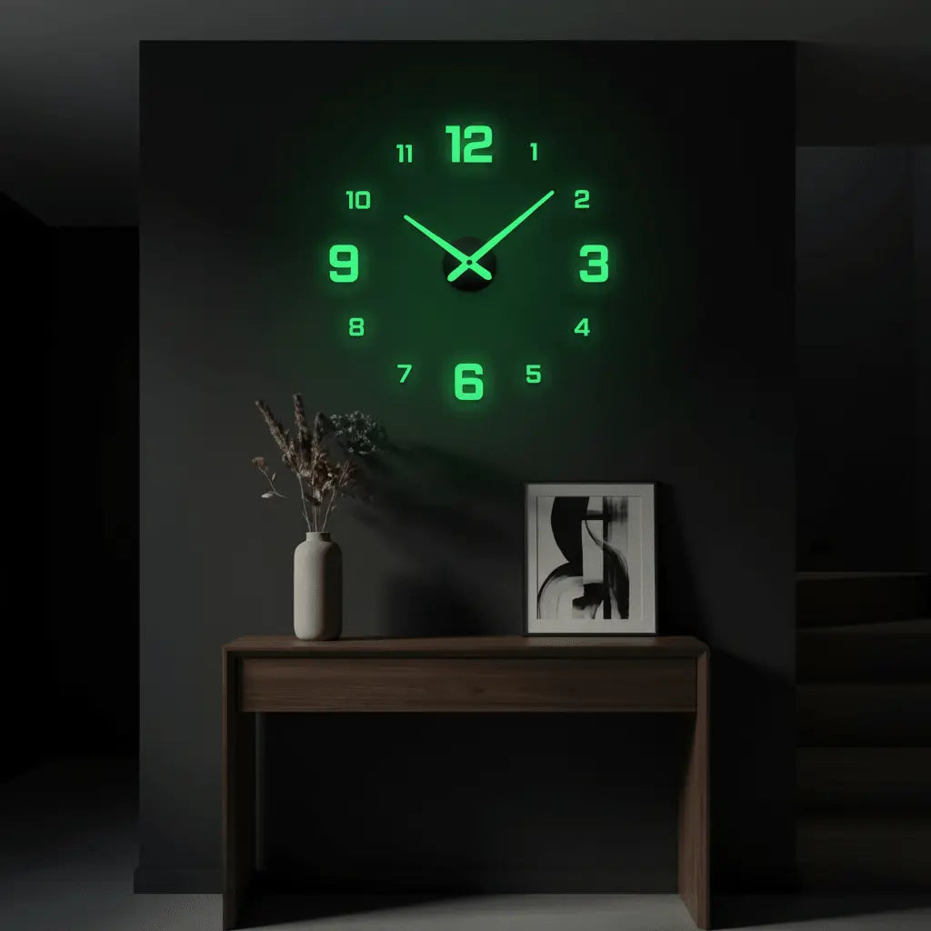 Horloge murale numérique phosphorescente 60cm chambre sans électricité écologique