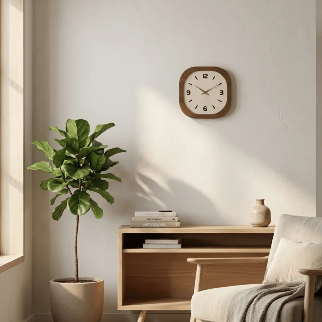 Horloge murale 40cm dimensions comparaison chambre placement bois foncé