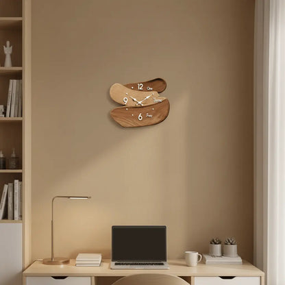 Grande horloge murale bois sculpté kaki bureau espace créatif artistique silencieux