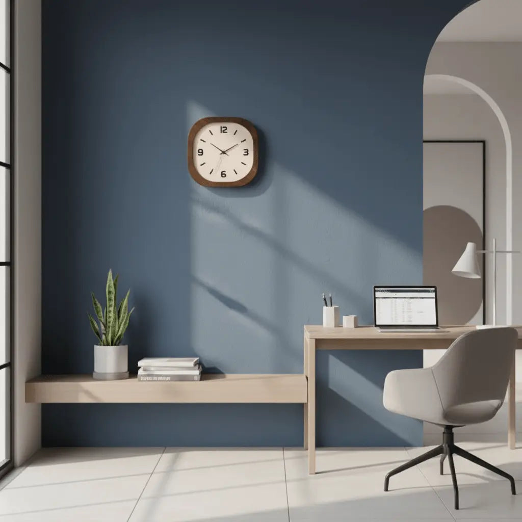 Horloge murale carrée bureau espace travail design moderne minimaliste