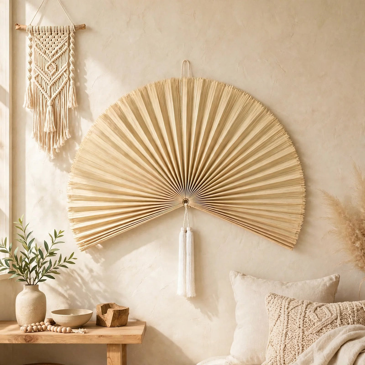 Décoration murale bambou — Grand éventail pliable