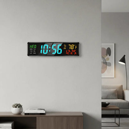 Horloge murale numérique LED géante 40cm salon heure été hiver automatique RGB