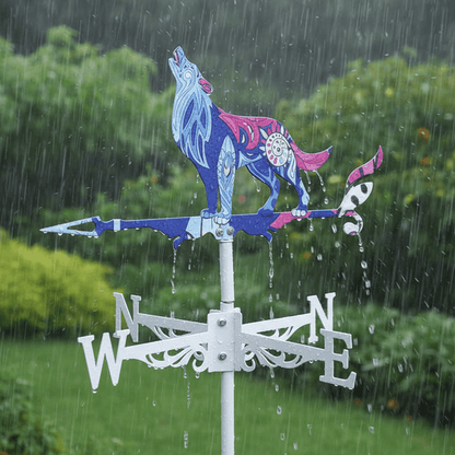 Girouette animal loup métal résistant intempéries sous pluie - durabilité anti-corrosion garantie