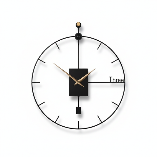 Horloge noire murale métal 50cm industrielle noir mat fond blanc produit