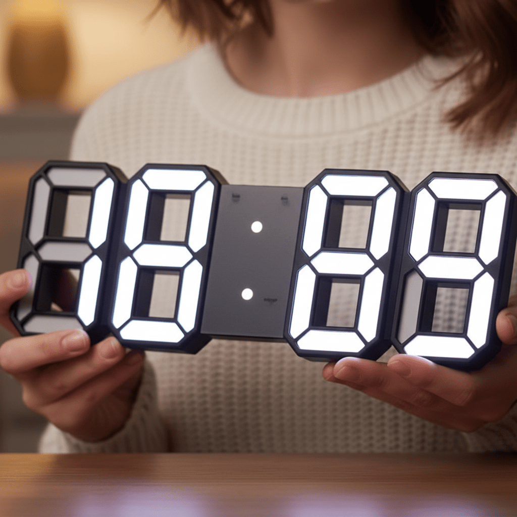 Horloge murale numérique LED détail affichage chiffres grands lumineux réglable