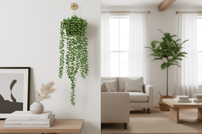 Planta artificial tombante con hojas en forma de perlas verdes 1 pieza, senecio rowleyanus artificial, decoración interior elegante sin mantenimiento