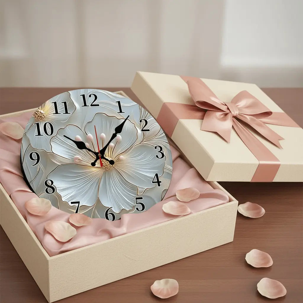 Horloge murale originale florale dorée cadeau romantique anniversaire fête mères
