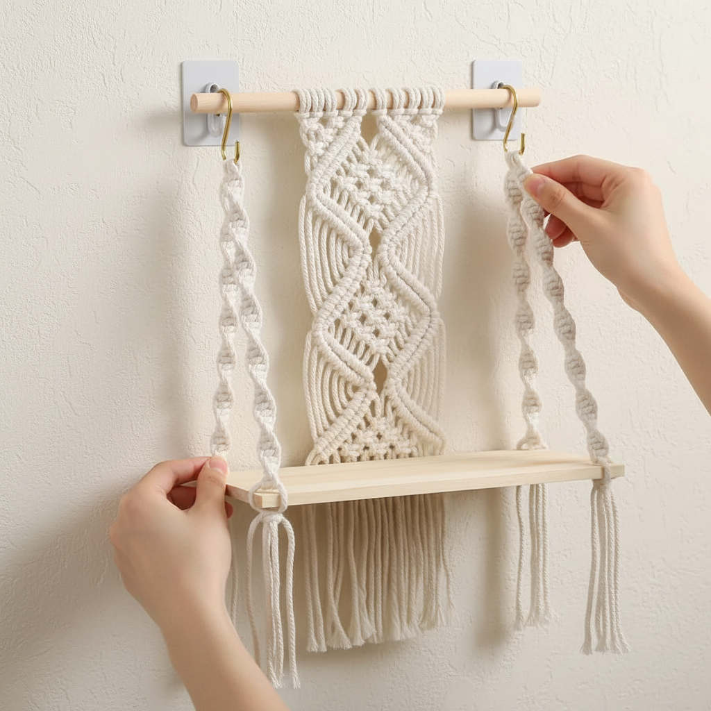 Installation facile décoration macramé accrochage simple suspension murale bohème