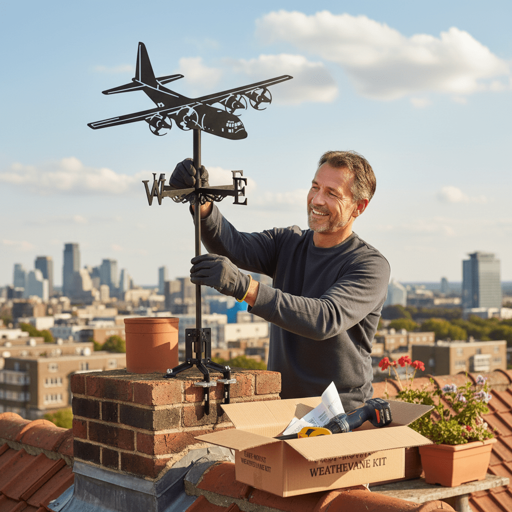 Installation facile de girouette de toit sur cheminée avec kit de montage complet
