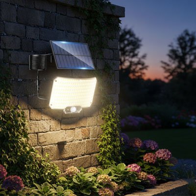 Lampe solaire 3 modes avec capteur infrarouge 270° — couverture de 25 à 30m²
