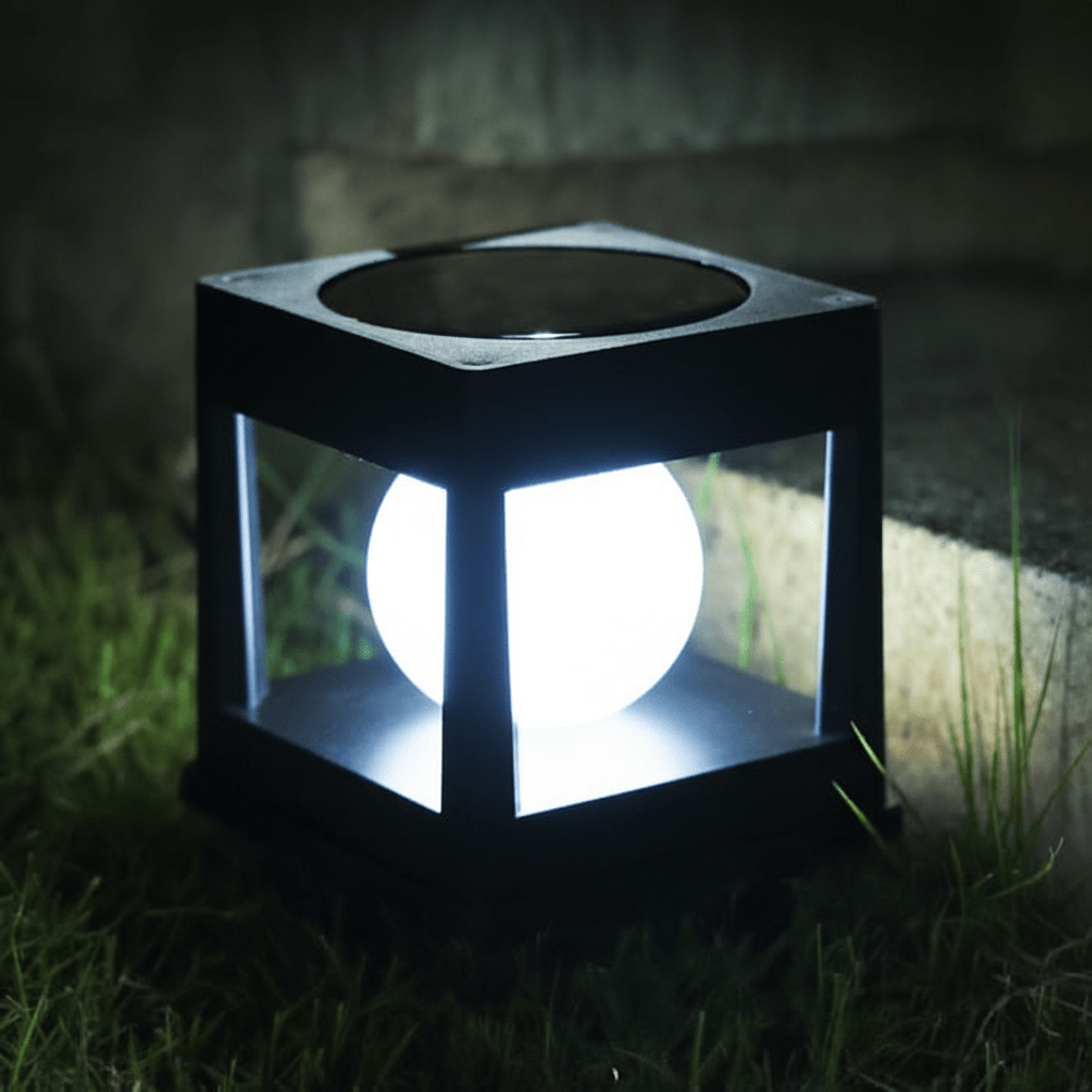 Lampe solaire cube lumière blanche froide 6500K